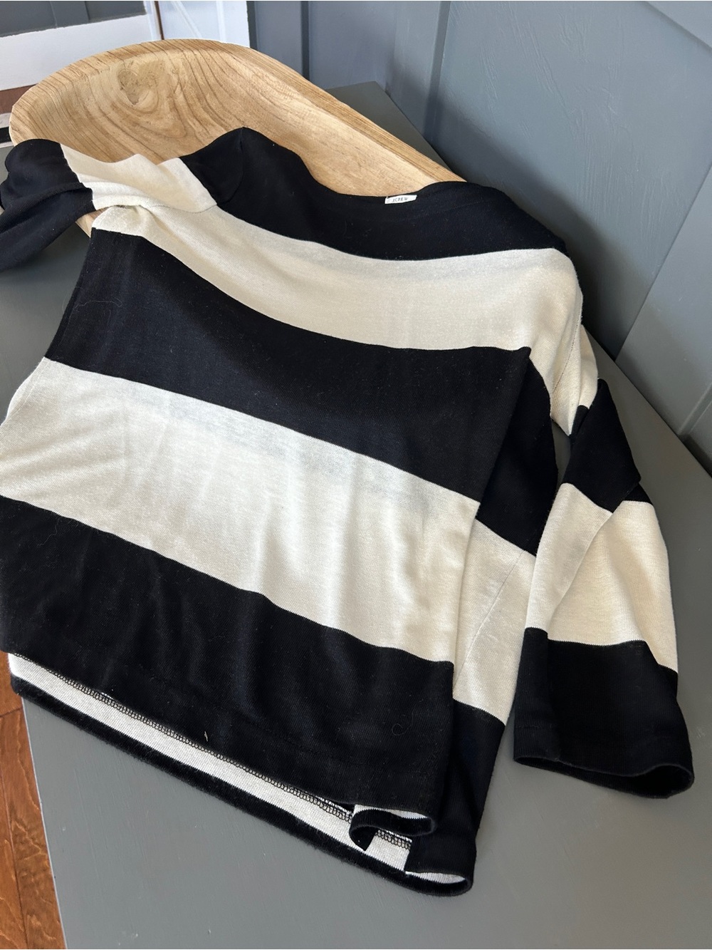 J. Crew Black and White Striped Knit Top